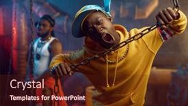  Presentation with break dance - Slides consisting of two-rappers-break-dance-performing background and a tawny brown colored foreground