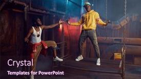  Presentation with cool - PPT layouts enhanced with two-rappers-posing-performing background and a wine colored foreground