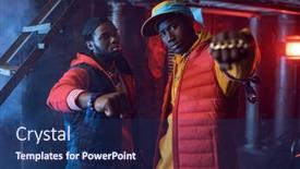  Presentation with jewelry gold - Audience pleasing slides consisting of two-rappers-with-gold-jewelry backdrop and a ocean colored foreground