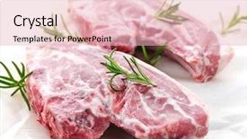  Presentation with herb - Cool new PPT theme with two raw fresh lamb chops with rosemary herb backdrop and a lemonade colored foreground