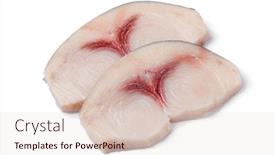  Presentation with fresh water splash green apple isolated white - Slide deck featuring two-raw-fresh-swordfish-fillets background and a lemonade colored foreground