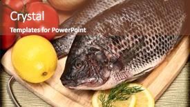 Presentation with cutting board - PPT theme with two raw tilapia fish background and a red colored foreground