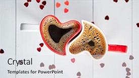  Presentation with human heart blue and red - Theme featuring two red and white heart background and a white colored foreground