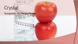  Presentation with bottle water - Colorful PPT theme enhanced with two red apples and bottle of water with measuring tape backdrop and a coral colored foreground