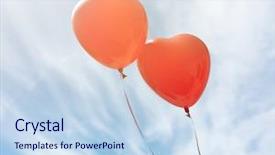  Presentation with balloons blue - Colorful presentation design enhanced with two red balloons in shape of heart on the background of blue sky the concept of love and valentine's day backdrop and a sky blue colored foreground
