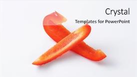  Presentation with red and white abstract - Colorful theme enhanced with two red bell pepper slices backdrop and a sky blue colored foreground