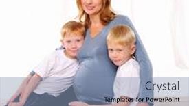  Presentation with pregnant mother - Theme with two red brothers and their pregnant mother spend time together background and a light blue colored foreground