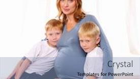  Presentation with pregnant mother - PPT theme consisting of two red brothers and their pregnant mother spend time together background and a light blue colored foreground