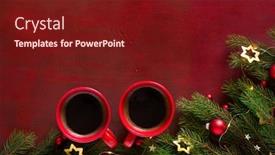  Presentation with gold stars - Audience pleasing PPT theme consisting of two-red-cups-of-coffee backdrop and a tawny brown colored foreground