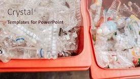  Presentation with plastic recycling - Presentation theme featuring two-red-dumpsters-full background and a soft green colored foreground