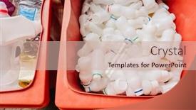  Presentation with plastic recycling - Presentation design consisting of two-red-dumpsters-full background and a soft green colored foreground