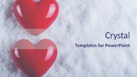  Presentation with white snow - Beautiful PPT layouts featuring two red glossy hearts on a frosty white snow winter background love and st valentine concept backdrop and a sky blue colored foreground