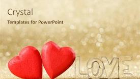  Presentation with golden lights - Audience pleasing slides consisting of two-red-handmade-wooden-hearts backdrop and a lemonade colored foreground