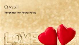  Presentation with golden lights - Slide set consisting of two-red-handmade-wooden-hearts background and a lemonade colored foreground