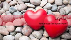  Presentation with valentines - PPT layouts enhanced with two red hearts on pebble background and a red colored foreground