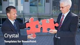  Presentation with problem solving - Colorful PPT layouts enhanced with two red jigsaw puzzle pieces backdrop and a ocean colored foreground