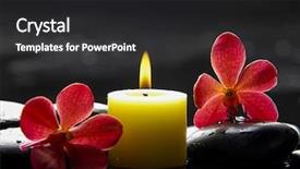  Presentation with orchid - Presentation design featuring two red orchid with yellow candle and therapy stones background and a dark gray colored foreground