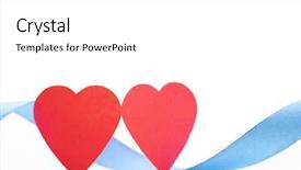  Presentation with blue ribbon - Slide deck having two-red-paper-hearts background and a white colored foreground
