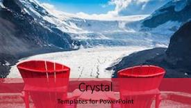  Presentation with interconnected - Presentation featuring two red plastic chairs interconnected facing the famous glacier columbia background and a red colored foreground