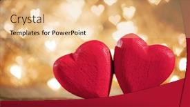  Presentation with party lights - Audience pleasing presentation theme consisting of two-red-wooden-hearts-symbol backdrop and a lemonade colored foreground
