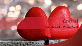  Presentation with party lights - Presentation theme consisting of two-red-wooden-hearts-symbol background and a red colored foreground