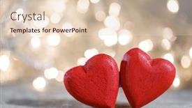  Presentation with party lights - Slide deck having two-red-wooden-hearts-symbol background and a lemonade colored foreground