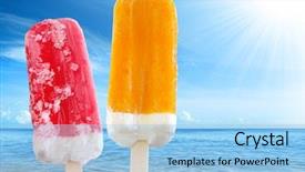  Presentation with ice - Colorful slides enhanced with two refreshing fruit ice creams backdrop and a light blue colored foreground