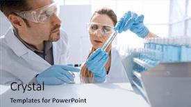  Presentation with survey results - Slide deck with two researchers discussing the results background and a light blue colored foreground