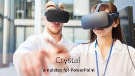  Presentation with simulation - Slides with two-researchers-train-3d-simulation background and a lemonade colored foreground