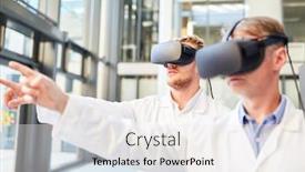  Presentation with medical simulation - Beautiful slide set featuring glasses in simulation for medical backdrop and a white colored foreground