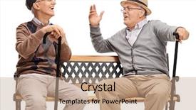  Presentation with elderly - Cool new presentation theme with two retired elderly people sitting backdrop and a coral colored foreground