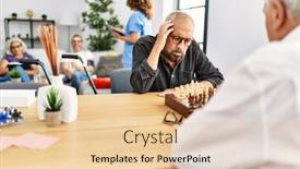  Presentation with chess - PPT theme having two-retired-man-concentrate-playing background and a lemonade colored foreground