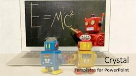  Presentation with learning - Presentation featuring two retro bobots learning stuff background and a lemonade colored foreground