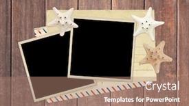  Presentation with postcard - Theme with two-retro-photos-old-postcard background and a coral colored foreground