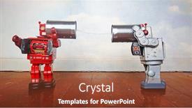  Presentation with robots - Slides consisting of two-retro-robots-on-tin background and a tawny brown colored foreground