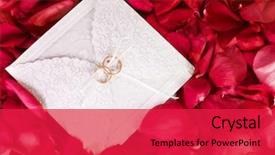  Presentation with wedding invitation - Presentation design consisting of two rings on the wedding background and a red colored foreground