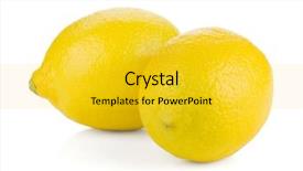  Presentation with lemons - Presentation design featuring two ripe lemons isolated on white background background and a yellow colored foreground