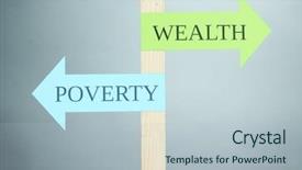  Presentation with road signs - Audience pleasing presentation design consisting of two roads wealth - conceptual road signs on choice backdrop and a light blue colored foreground