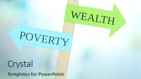  Presentation with road signs - PPT layouts having two roads wealth - conceptual road signs on choice background and a sky blue colored foreground