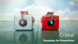  Presentation with heads - Beautiful slide deck featuring two-robot-heads-chatting backdrop and a ocean colored foreground