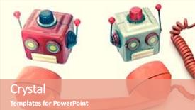  Presentation with heads - Beautiful slides featuring two robot heads backdrop and a coral colored foreground