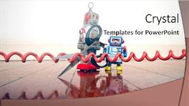  Presentation with cut - Audience pleasing PPT layouts consisting of two robots cut the phone backdrop and a white colored foreground