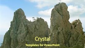  Presentation with rocks - Colorful slide set enhanced with rockfall - two rocks on sky background backdrop and a tawny brown colored foreground