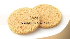  Presentation with sponges - Audience pleasing slide deck consisting of two-round-facial-cosmetics-sponges backdrop and a yellow colored foreground