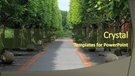 Presentation with pathway - PPT theme with two row tree lined pathway background and a tawny brown colored foreground