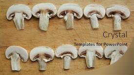  Presentation with mushrooms - Beautiful presentation theme featuring two-rows-of-mushrooms backdrop and a coral colored foreground