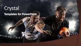  Presentation with rugby players - Slide set enhanced with two-rugby-players-in-action background and a dark gray colored foreground