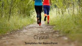  Presentation with athletes - Audience pleasing theme consisting of two running athletes in park backdrop and a coral colored foreground