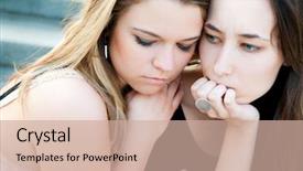  Presentation with sad girl dark - PPT theme consisting of two sad young beautiful girls background and a  colored foreground
