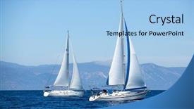  Presentation with peaceful - Cool new presentation theme with two sailboats on peaceful still backdrop and a light blue colored foreground